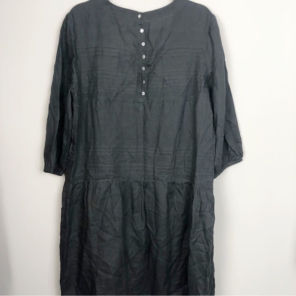 SUNDANCE | NEW Black 100% Ramie Midi Dress Eyelet Accents & Slip Women’s Size 16 - Picture 7 of 9